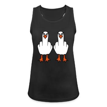 2 Seagulls Middle Finger Insult Stinkfinger Team - Women's Breathable Tank Top - black - Front - Zoe (177cm)