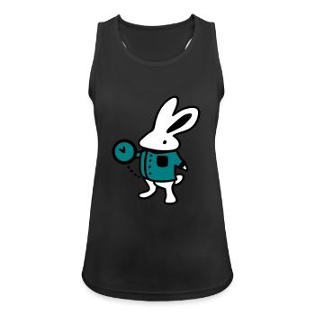 Lapin + Horloge - Débardeur respirant Femme - noir - Devant - Zoe (177cm)