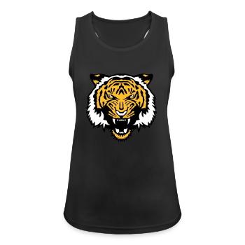tigre animal sauvage tiger face cartoon - Débardeur respirant Femme - noir - Devant - Zoe (177cm)