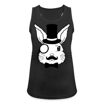 Cylindre monocle Sir Rabbit - Débardeur respirant Femme - noir - Devant - Zoe (177cm)