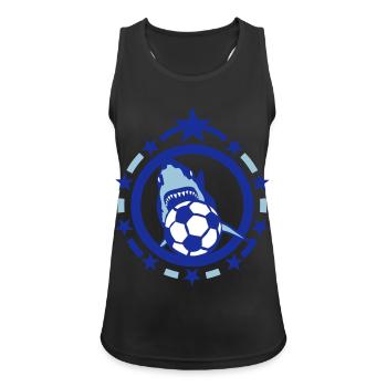 foot soccer requin shark hai logo sport - Débardeur respirant Femme - noir - Devant - Zoe (177cm)