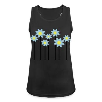Blumen - Frauen Tank Top atmungsaktiv - Schwarz - Vorne - Zoe (177cm)