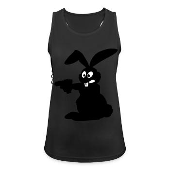 Rabbit with gun - Women's Breathable Tank Top - black - Front - Zoe (177cm)