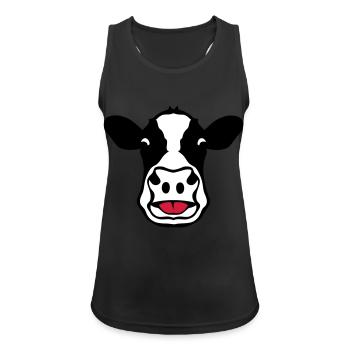 vache tire langue cow 18 - Débardeur respirant Femme - noir - Devant - Zoe (177cm)