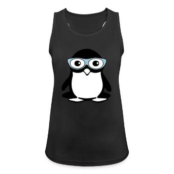 Cute penguin with glasses, vector illustration - Women's Breathable Tank Top - black - Front - Zoe (177cm)