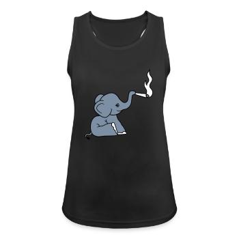 elefant bekifft kiffen joint stoned weed cannabis - Débardeur respirant Femme - noir - Devant - Zoe (177cm)