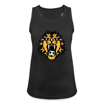 Football Löwe isst Sportballon - Frauen Tank Top atmungsaktiv - Schwarz - Vorne - Zoe (177cm)