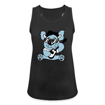Seated Teddy Bear Plays Cute Guitar Guitarist - Women's Breathable Tank Top - black - Front - Zoe (177cm)