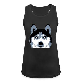 Hund Weißer Husky Gesicht Kopf Schöne Rasse Cool - Frauen Tank Top atmungsaktiv - Schwarz - Vorne - Zoe (177cm)