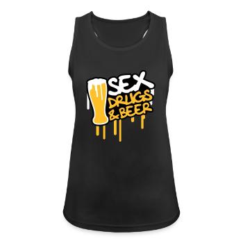 Sex Drugs And Beer - Débardeur respirant Femme - noir - Devant - Zoe (177cm)