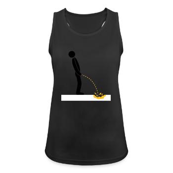 pee neige jaune hiver sol froid logo en position debout - Débardeur respirant Femme - noir - Devant - Zoe (177cm)