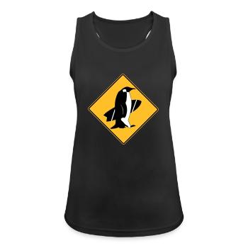 surfing_penguins - Débardeur respirant Femme - noir - Devant - Zoe (177cm)
