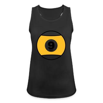 Billardkugel No 9 - gelb - V2 - Frauen Tank Top atmungsaktiv - Schwarz - Vorne - Zoe (177cm)