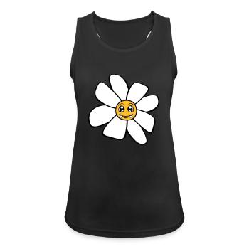 Petit drôle de fleur heureuse visage dessin animé - Débardeur respirant Femme - noir - Devant - Zoe (177cm)