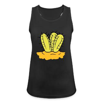 3 Plantes de cactus Épineux Cactus épineux Désert - Débardeur respirant Femme - noir - Devant - Zoe (177cm)