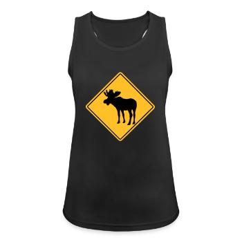 Moose Road Sign - Frauen Tank Top atmungsaktiv - Schwarz - Vorne - Zoe (177cm)