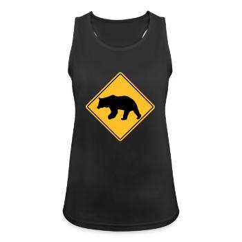 Bear Road Sign - Frauen Tank Top atmungsaktiv - Schwarz - Vorne - Zoe (177cm)