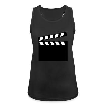 Filmklappe - Frauen Tank Top atmungsaktiv - Schwarz - Vorne - Zoe (177cm)