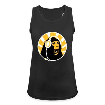 Monkey with Headphones - Women's Breathable Tank Top - black - Front - Zoe (177cm)
