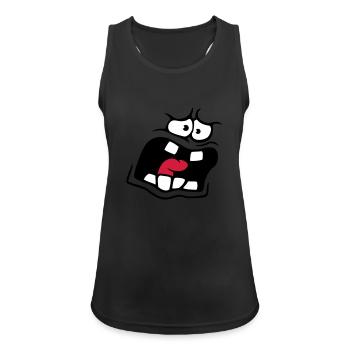 Screaming Anxious Comic Cartoon Face - Women's Breathable Tank Top - black - Front - Zoe (177cm)