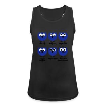 Funny Owls with Coffee Chart | T-shirts printing - Women's Breathable Tank Top - black - Front - Zoe (177cm)