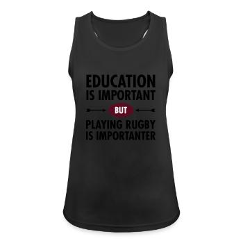 Education - Playing Rugby - Débardeur respirant Femme - noir - Devant - Zoe (177cm)