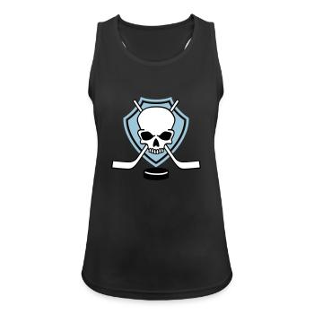 Eishockey Totenkopf und Schläger - Frauen Tank Top atmungsaktiv - Schwarz - Vorne - Zoe (177cm)
