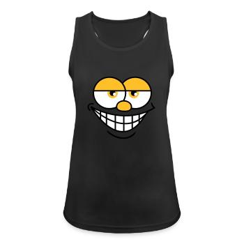 Grinsendes Comic Gesicht Cooler Gesichtsausdruck - Frauen Tank Top atmungsaktiv - Schwarz - Vorne - Zoe (177cm)