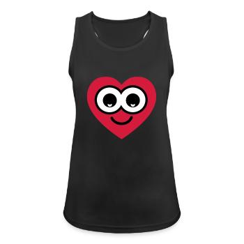 herz_smiley_f3 - Frauen Tank Top atmungsaktiv - Schwarz - Vorne - Zoe (177cm)