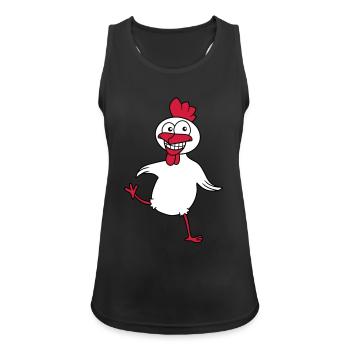 Funny Chicken - Débardeur respirant Femme - noir - Devant - Zoe (177cm)