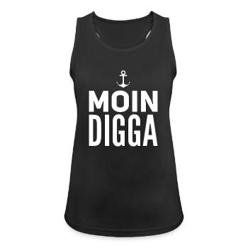 Moin Digga Hamburg - Frauen Tank Top atmungsaktiv - Schwarz - Vorne - Zoe (177cm)