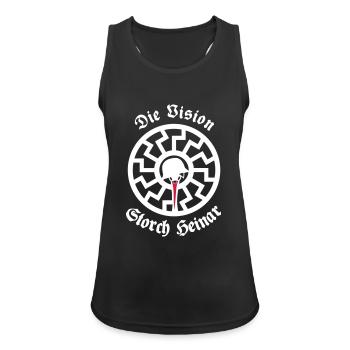 Überzieher "Weiße Sonne" - Frauen Tank Top atmungsaktiv - Schwarz - Vorne - Zoe (177cm)