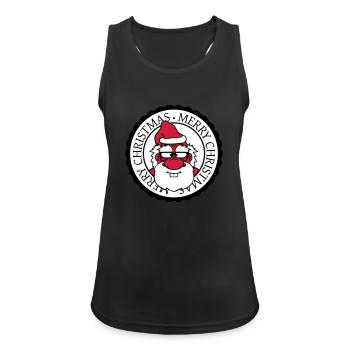 santa claus round circle stamp nikolaus weihnac - Women's Breathable Tank Top - black - Front - Zoe (177cm)