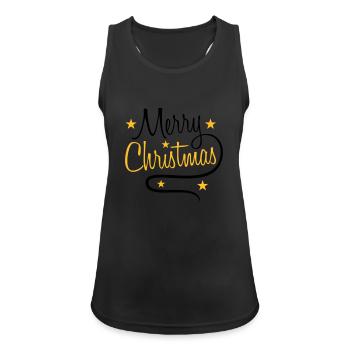 text design logo tanne sterne frohe christmas weih - Frauen Tank Top atmungsaktiv - Schwarz - Vorne - Zoe (177cm)