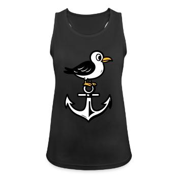 Seagull Anchor Comic - Women's Breathable Tank Top - black - Front - Zoe (177cm)