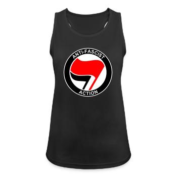 Logo ANTIFA - Débardeur respirant Femme - noir - Devant - Zoe (177cm)