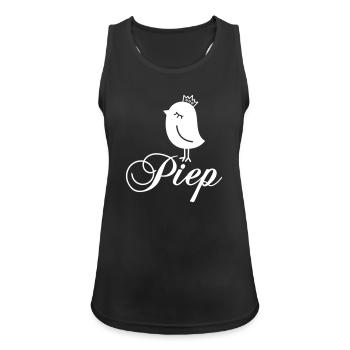 Moineau Bip avec couronne – Bip Oiseau Dessin animé - Débardeur respirant Femme - noir - Devant - Zoe (177cm)