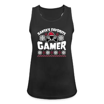 La manette de jeu préférée du Père Noël Nerd de Noël - Débardeur respirant Femme - noir - Devant - Zoe (177cm)