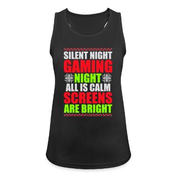 Silent Night Gaming Night All Calm Screens Bright - Women's Breathable Tank Top - black - Front - Zoe (177cm)