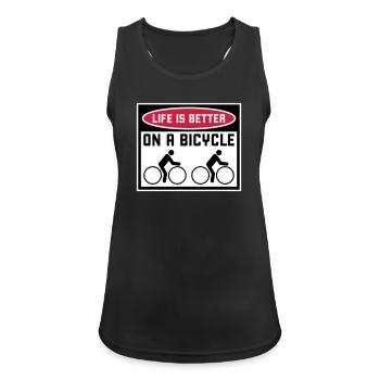 La vie est meilleure à vélo. Cyclisme Sport - Débardeur respirant Femme - noir - Devant - Zoe (177cm)