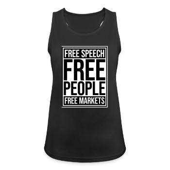 Free Speech Markets People Libertär Freiheit Logo - Frauen Tank Top atmungsaktiv - Schwarz - Vorne - Zoe (177cm)