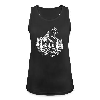 Berge Landschaft Wald - Frauen Tank Top atmungsaktiv - Schwarz - Vorne - Zoe (177cm)
