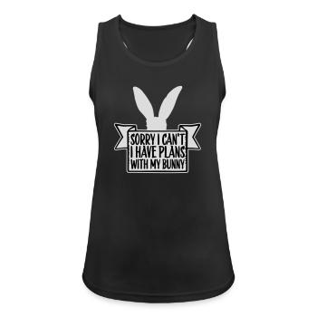 Sorry I Can't I Have Plans With My Bunny Hase Logo - Women's Breathable Tank Top - black - Front - Zoe (177cm)