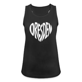 Dresden Herz Schriftzug - Frauen Tank Top atmungsaktiv - Schwarz - Vorne - Zoe (177cm)