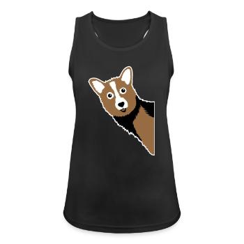 Corgi Cuckoo – Parfait pour tous les propriétaires de chiens - Débardeur respirant Femme - noir - Devant - Zoe (177cm)