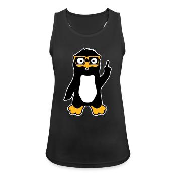 Penguin Nerd Glasses Index Finger Smug Lus - Women's Breathable Tank Top - black - Front - Zoe (177cm)