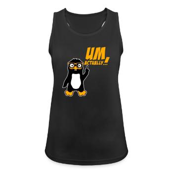 Pinguin Um Actually Lustig Nerd Klugscheißer Logo - Frauen Tank Top atmungsaktiv - Schwarz - Vorne - Zoe (177cm)