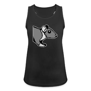 Ratte Vorderseite Halb Neugierig Lustig Nagetier - Frauen Tank Top atmungsaktiv - Schwarz - Vorne - Zoe (177cm)