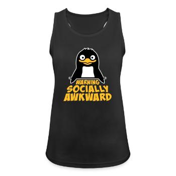 Pinguin Warning Socially Awkward Lustig Unbeholfen - Frauen Tank Top atmungsaktiv - Schwarz - Vorne - Zoe (177cm)