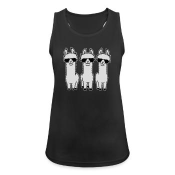 Série Trois Lamas Cool Lunettes de Soleil Animal Drôle - Débardeur respirant Femme - noir - Devant - Zoe (177cm)